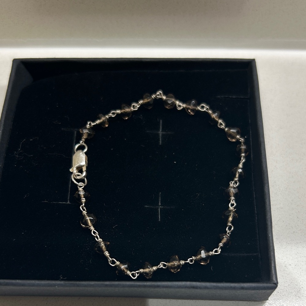 Sterling Silver smoky quartz crystal bracelet 🇨🇦 size 7 December ♑️